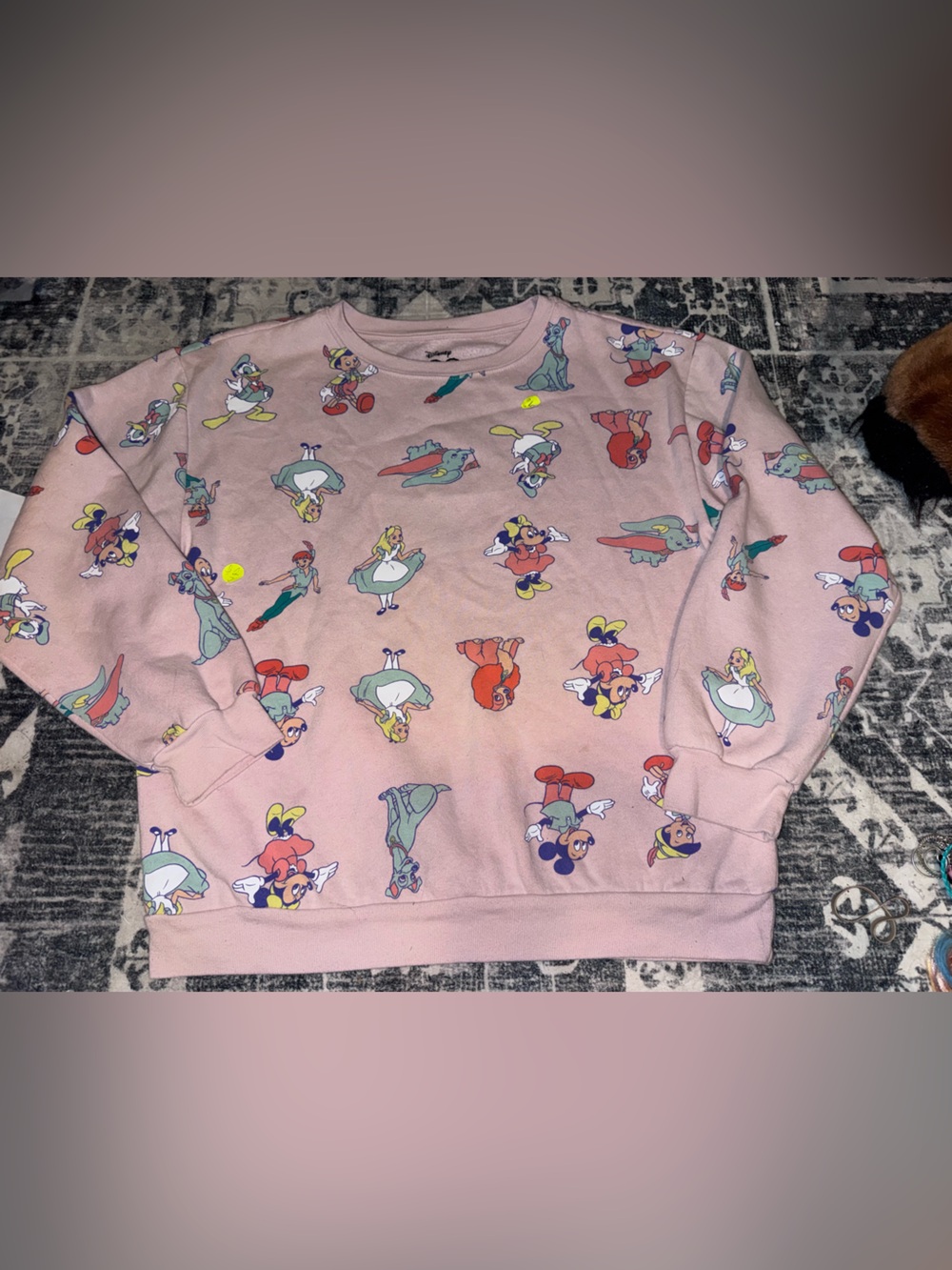 Disney Pink Allover Classic Character Crewneck Sweater